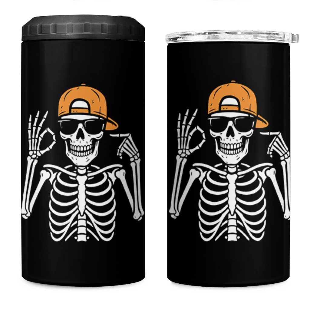 Funny Six Seven 67 Skeleton Gen Alpha Halloween Meme 4 in 1 Can Cooler Tumbler - Wonder Print Shop