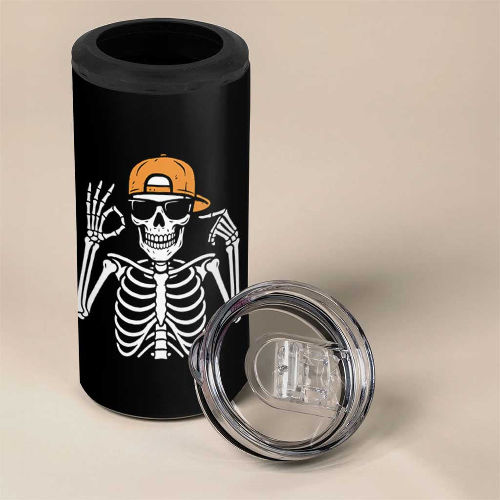 Funny Six Seven 67 Skeleton Gen Alpha Halloween Meme 4 in 1 Can Cooler Tumbler - Wonder Print Shop