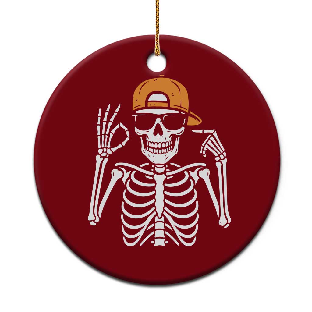 Funny Six Seven 67 Skeleton Gen Alpha Halloween Meme Ceramic Ornament - Wonder Print Shop