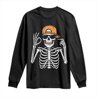 Funny Six Seven 67 Skeleton Gen Alpha Halloween Meme Long Sleeve Shirt - Wonder Print Shop