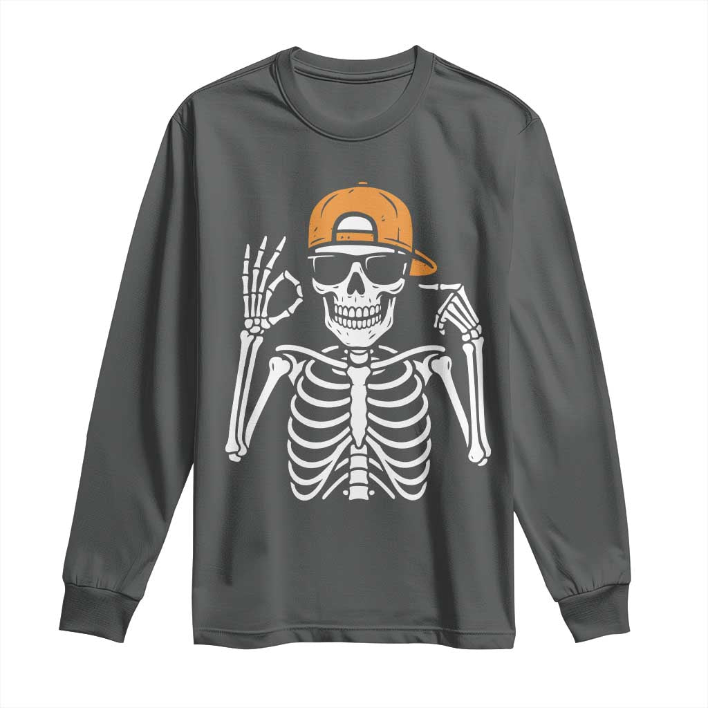 Funny Six Seven 67 Skeleton Gen Alpha Halloween Meme Long Sleeve Shirt - Wonder Print Shop