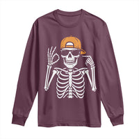 Funny Six Seven 67 Skeleton Gen Alpha Halloween Meme Long Sleeve Shirt - Wonder Print Shop