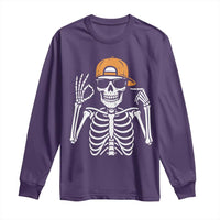 Funny Six Seven 67 Skeleton Gen Alpha Halloween Meme Long Sleeve Shirt - Wonder Print Shop