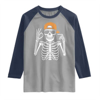 Funny Six Seven 67 Skeleton Gen Alpha Halloween Meme Raglan Shirt - Wonder Print Shop