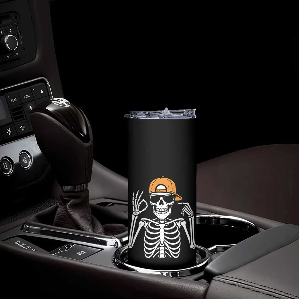 Funny Six Seven 67 Skeleton Gen Alpha Halloween Meme Skinny Tumbler - Wonder Print Shop