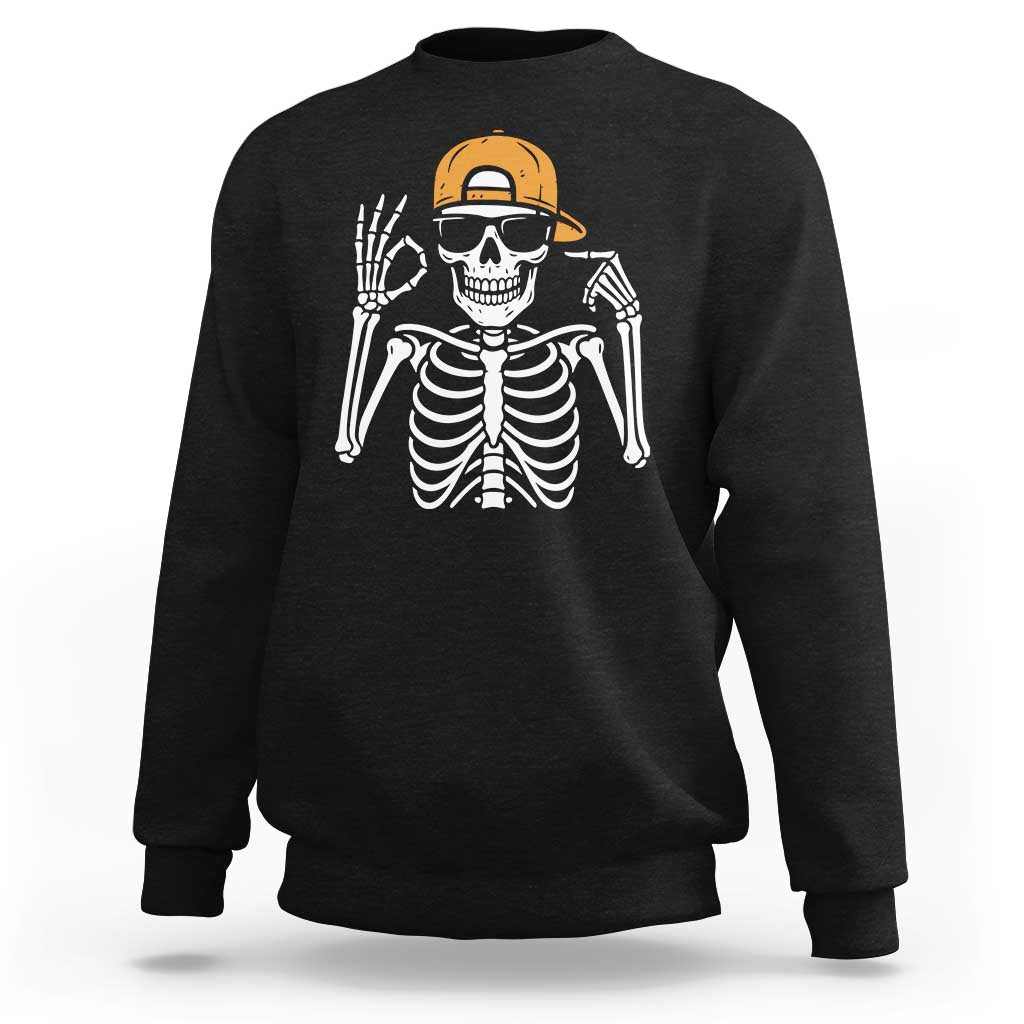 Funny Six Seven 67 Skeleton Gen Alpha Halloween Meme Sweatshirt - Wonder Print Shop