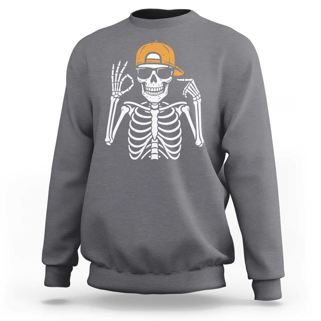 Funny Six Seven 67 Skeleton Gen Alpha Halloween Meme Sweatshirt - Wonder Print Shop