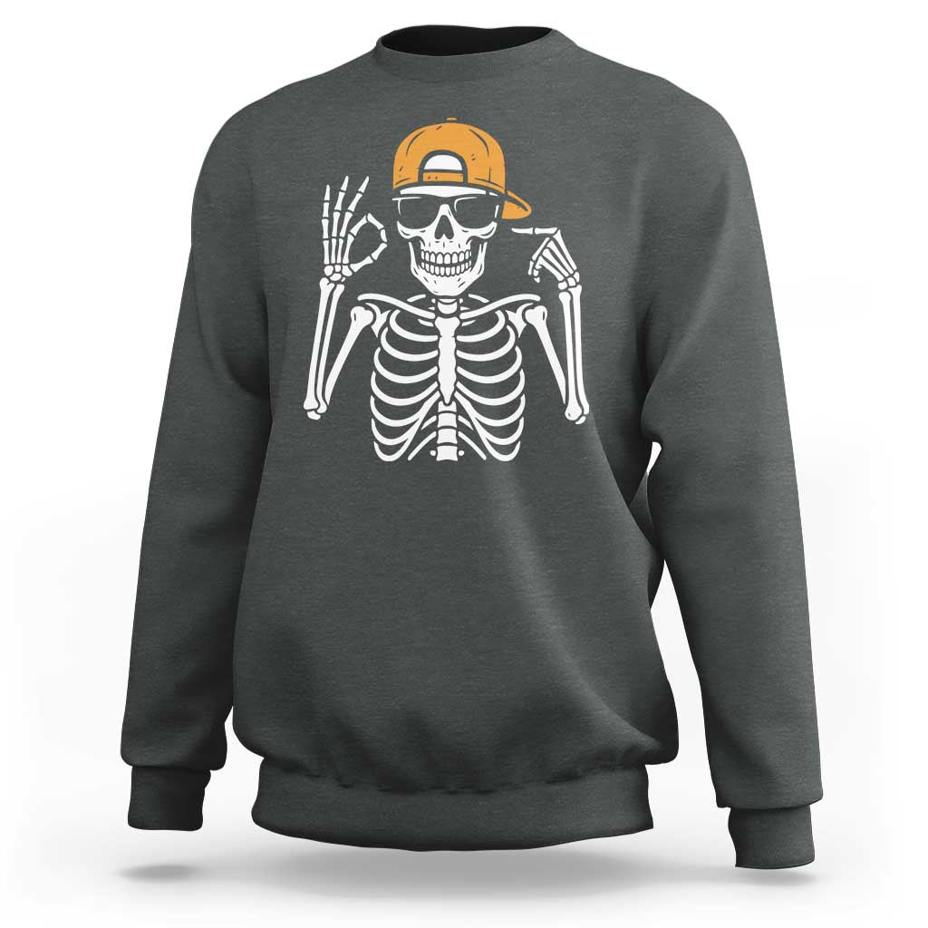 Funny Six Seven 67 Skeleton Gen Alpha Halloween Meme Sweatshirt - Wonder Print Shop
