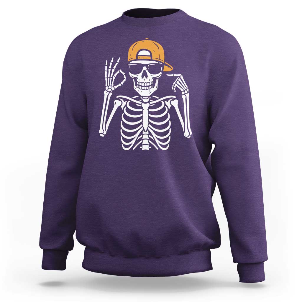 Funny Six Seven 67 Skeleton Gen Alpha Halloween Meme Sweatshirt - Wonder Print Shop