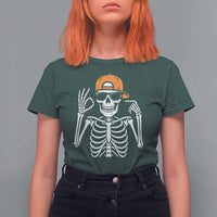 Funny Six Seven 67 Skeleton Gen Alpha Halloween Meme T Shirt For Women - Wonder Print Shop