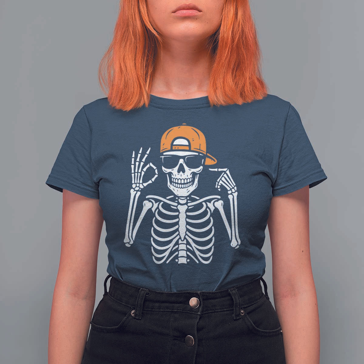 Funny Six Seven 67 Skeleton Gen Alpha Halloween Meme T Shirt For Women - Wonder Print Shop
