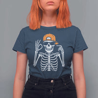 Funny Six Seven 67 Skeleton Gen Alpha Halloween Meme T Shirt For Women - Wonder Print Shop