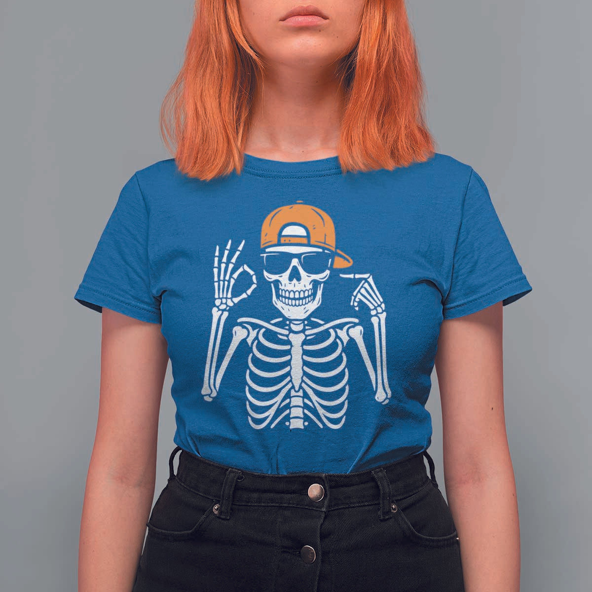 Funny Six Seven 67 Skeleton Gen Alpha Halloween Meme T Shirt For Women - Wonder Print Shop