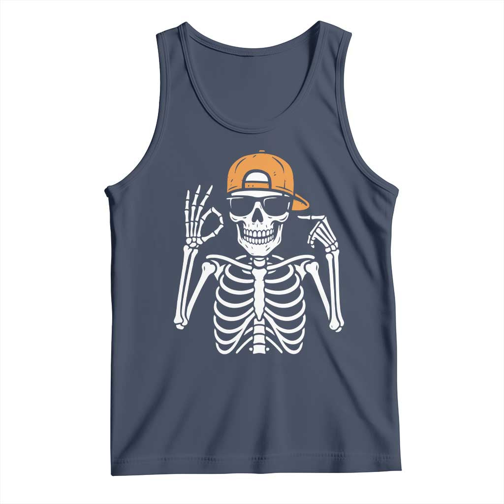 Funny Six Seven 67 Skeleton Gen Alpha Halloween Meme Tank Top - Wonder Print Shop