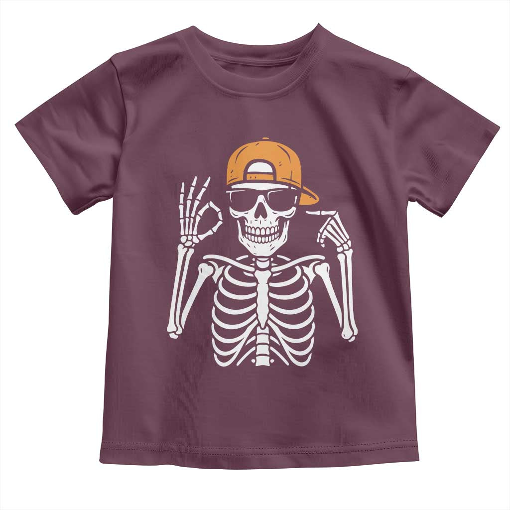Funny Six Seven 67 Skeleton Gen Alpha Halloween Meme Toddler T Shirt - Wonder Print Shop