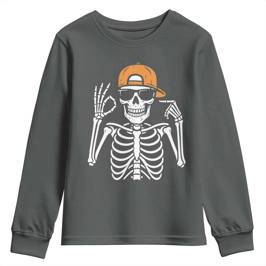 Funny Six Seven 67 Skeleton Gen Alpha Halloween Meme Youth Sweatshirt - Wonder Print Shop