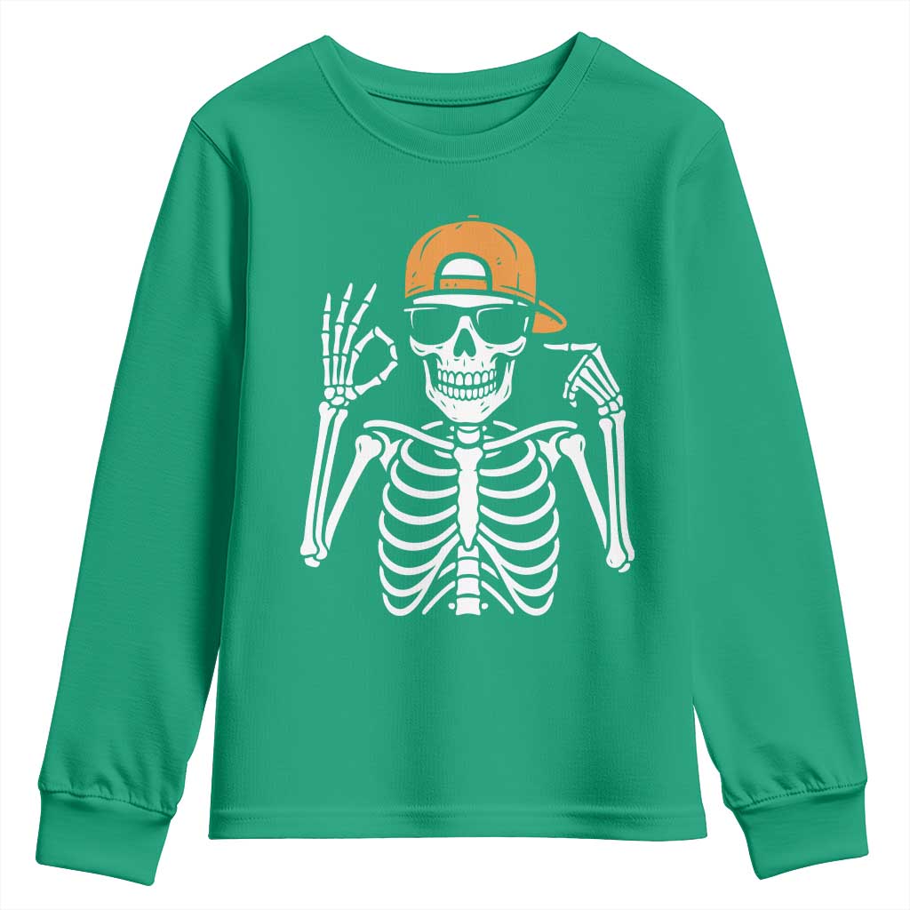 Funny Six Seven 67 Skeleton Gen Alpha Halloween Meme Youth Sweatshirt - Wonder Print Shop