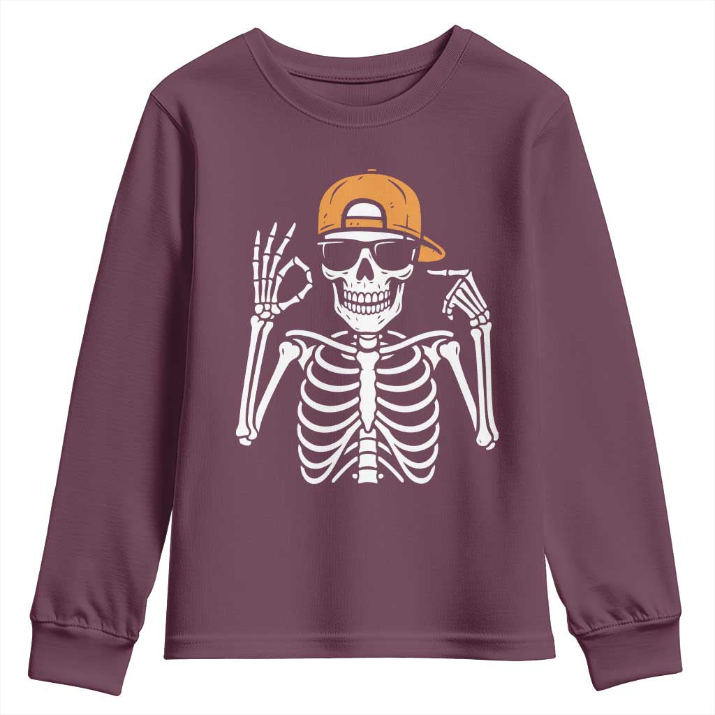 Funny Six Seven 67 Skeleton Gen Alpha Halloween Meme Youth Sweatshirt - Wonder Print Shop