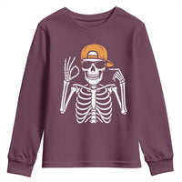 Funny Six Seven 67 Skeleton Gen Alpha Halloween Meme Youth Sweatshirt - Wonder Print Shop