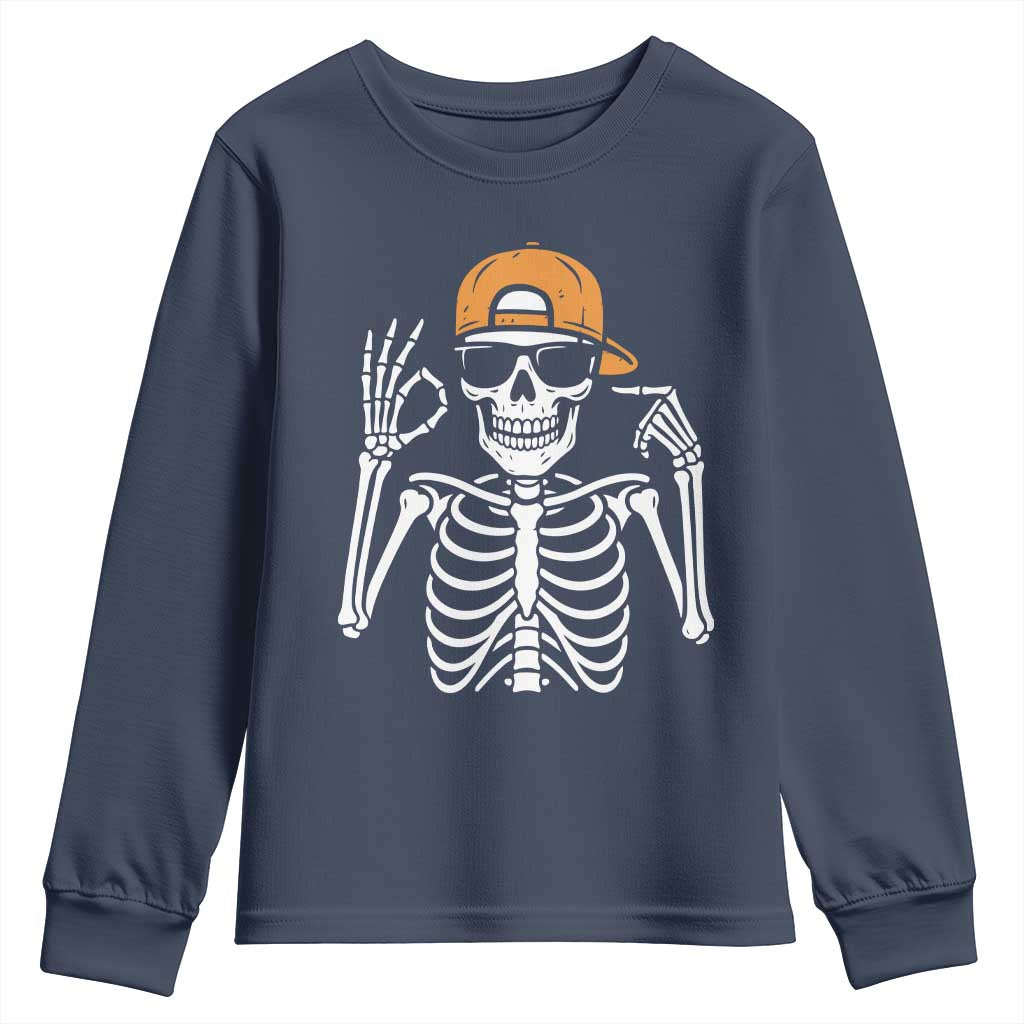 Funny Six Seven 67 Skeleton Gen Alpha Halloween Meme Youth Sweatshirt - Wonder Print Shop