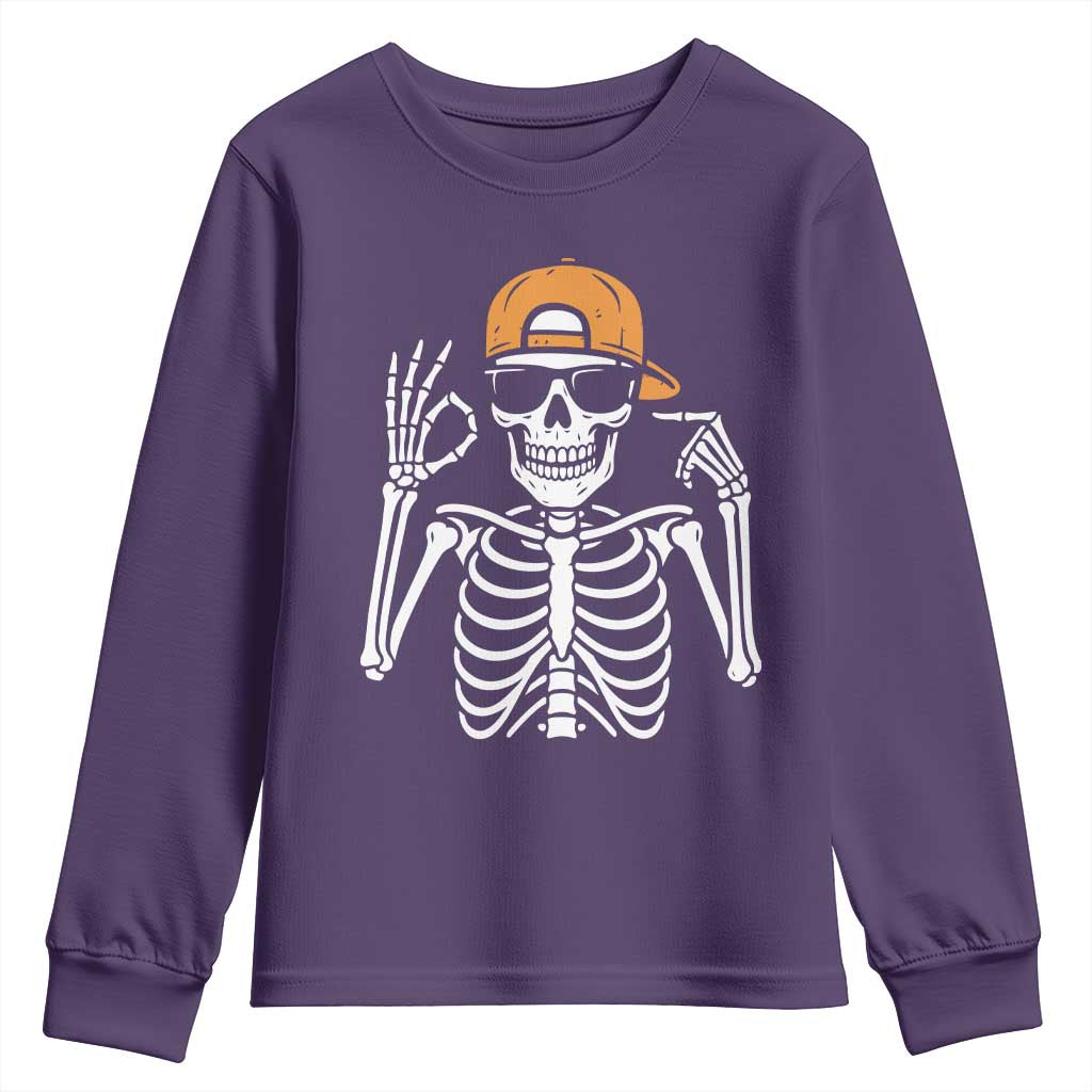 Funny Six Seven 67 Skeleton Gen Alpha Halloween Meme Youth Sweatshirt - Wonder Print Shop