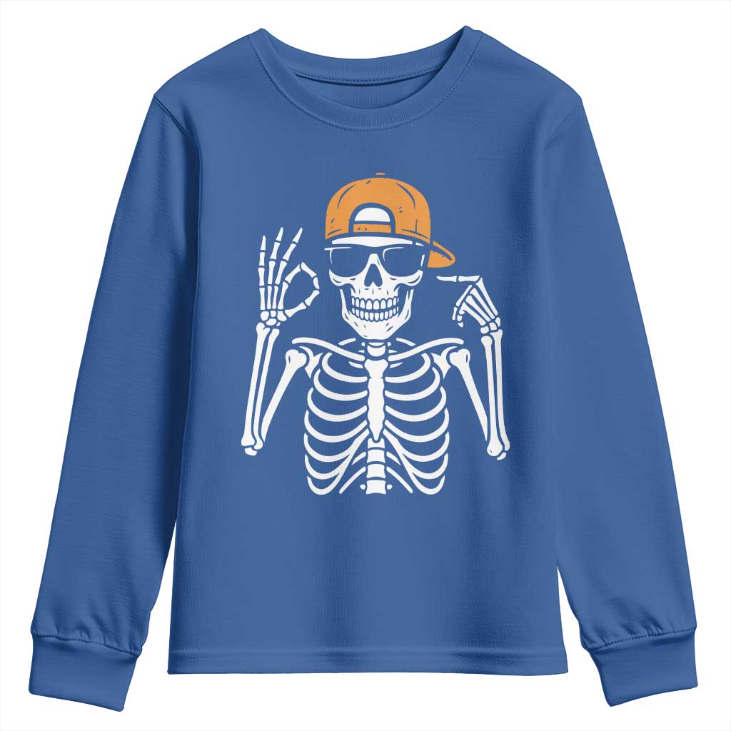 Funny Six Seven 67 Skeleton Gen Alpha Halloween Meme Youth Sweatshirt - Wonder Print Shop