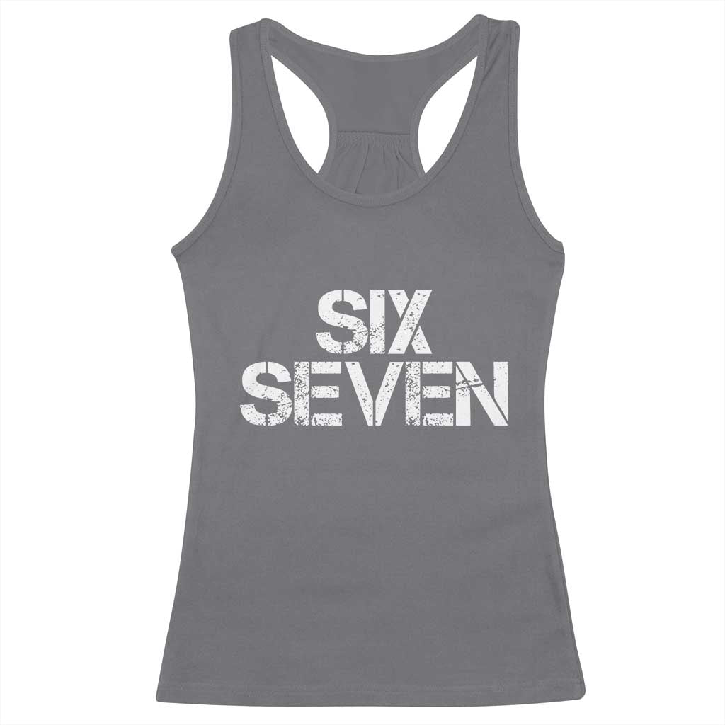 Six Seven Meme Vintage 67 Gen Alpha Meme Racerback Tank Top - Wonder Print Shop
