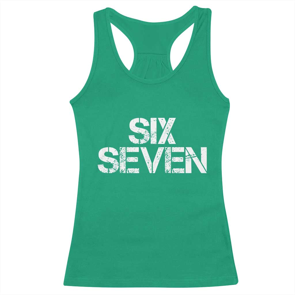 Six Seven Meme Vintage 67 Gen Alpha Meme Racerback Tank Top - Wonder Print Shop