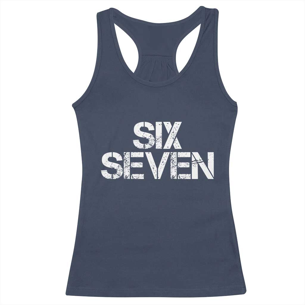 Six Seven Meme Vintage 67 Gen Alpha Meme Racerback Tank Top - Wonder Print Shop