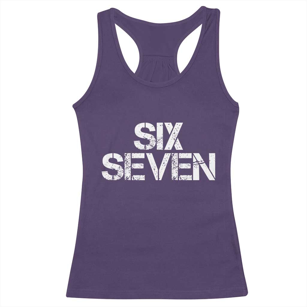 Six Seven Meme Vintage 67 Gen Alpha Meme Racerback Tank Top - Wonder Print Shop