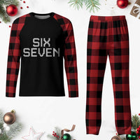 Six Seven Meme Pixel 67 Gen Alpha Internet Joke Plaid Pajama Set - Wonder Print Shop