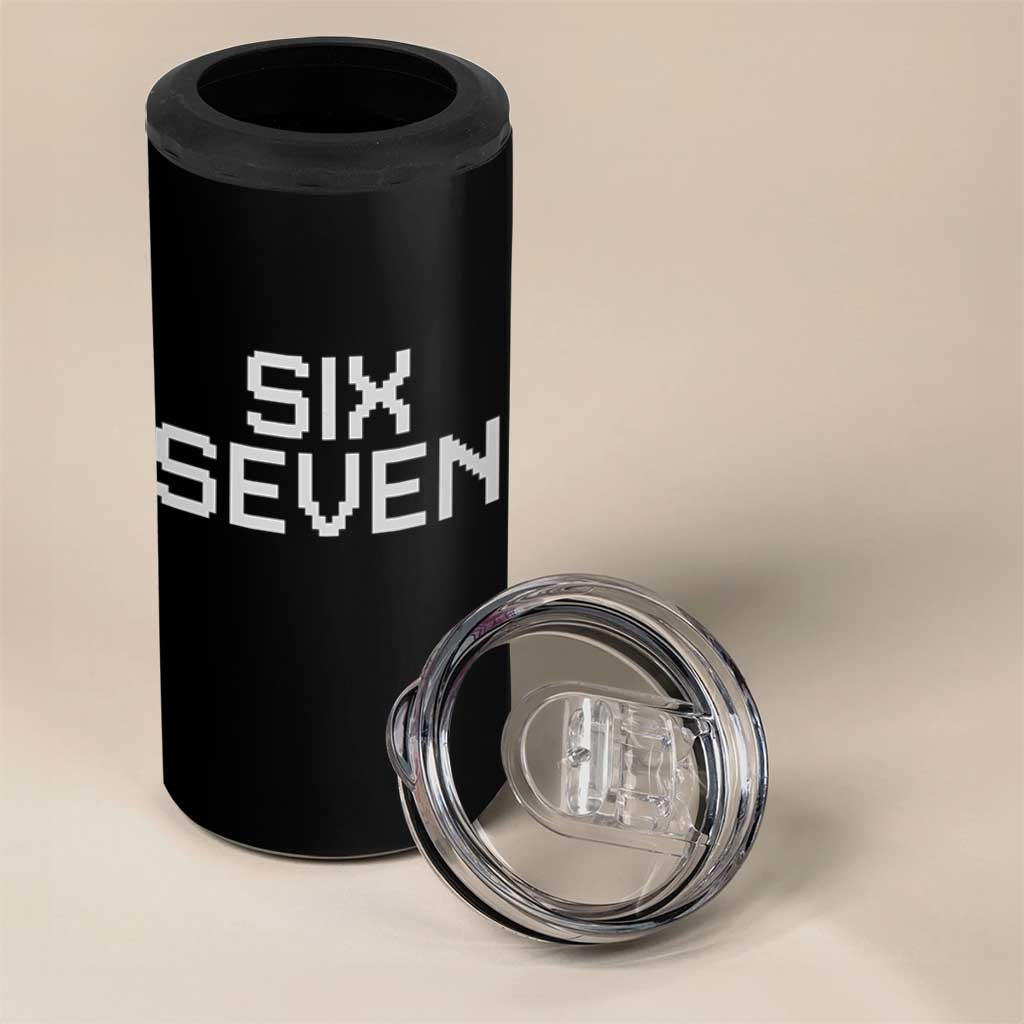 Six Seven Meme Pixel 67 Gen Alpha Internet Joke 4 in 1 Can Cooler Tumbler - Wonder Print Shop