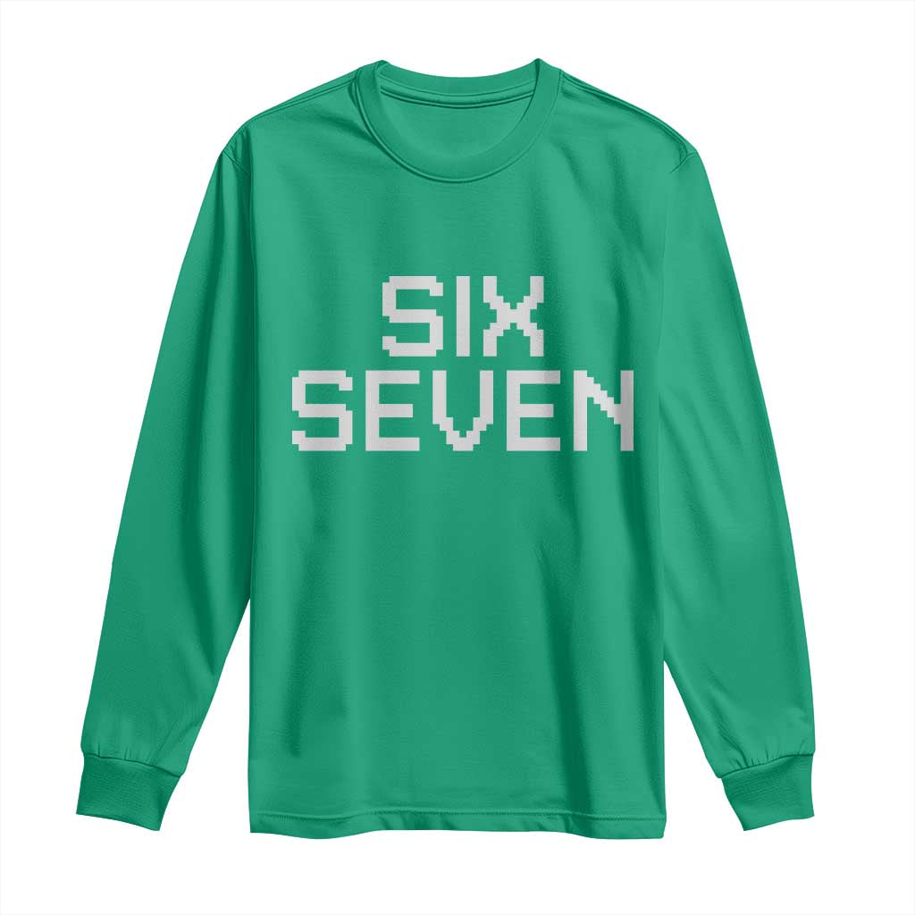 Six Seven Meme Pixel 67 Gen Alpha Internet Joke Long Sleeve Shirt - Wonder Print Shop