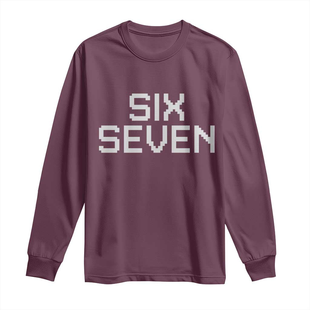 Six Seven Meme Pixel 67 Gen Alpha Internet Joke Long Sleeve Shirt - Wonder Print Shop