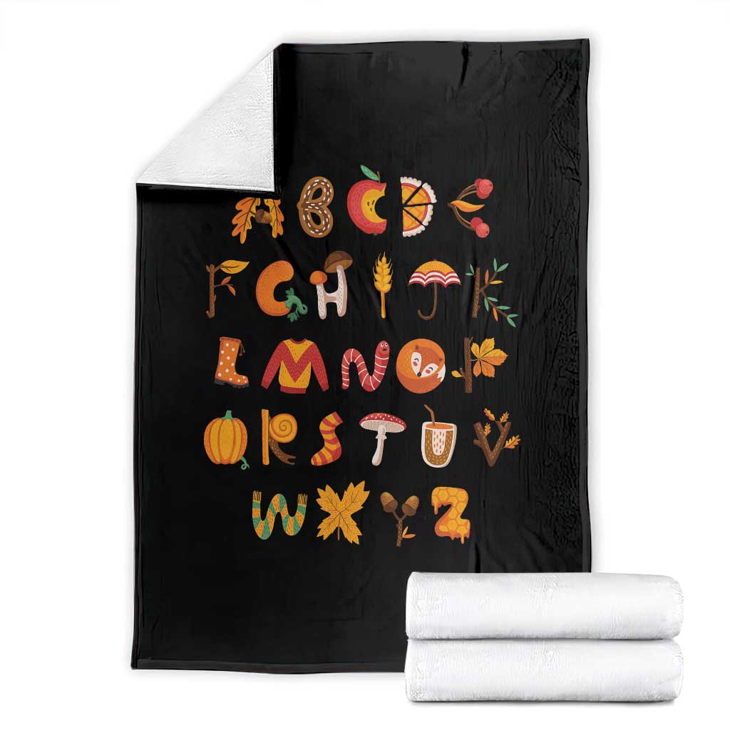 Funny Kindergarten Teacher Throw Blanket Thanksgiving Alphabet Learning Autumn Season - Wonder Print Shop