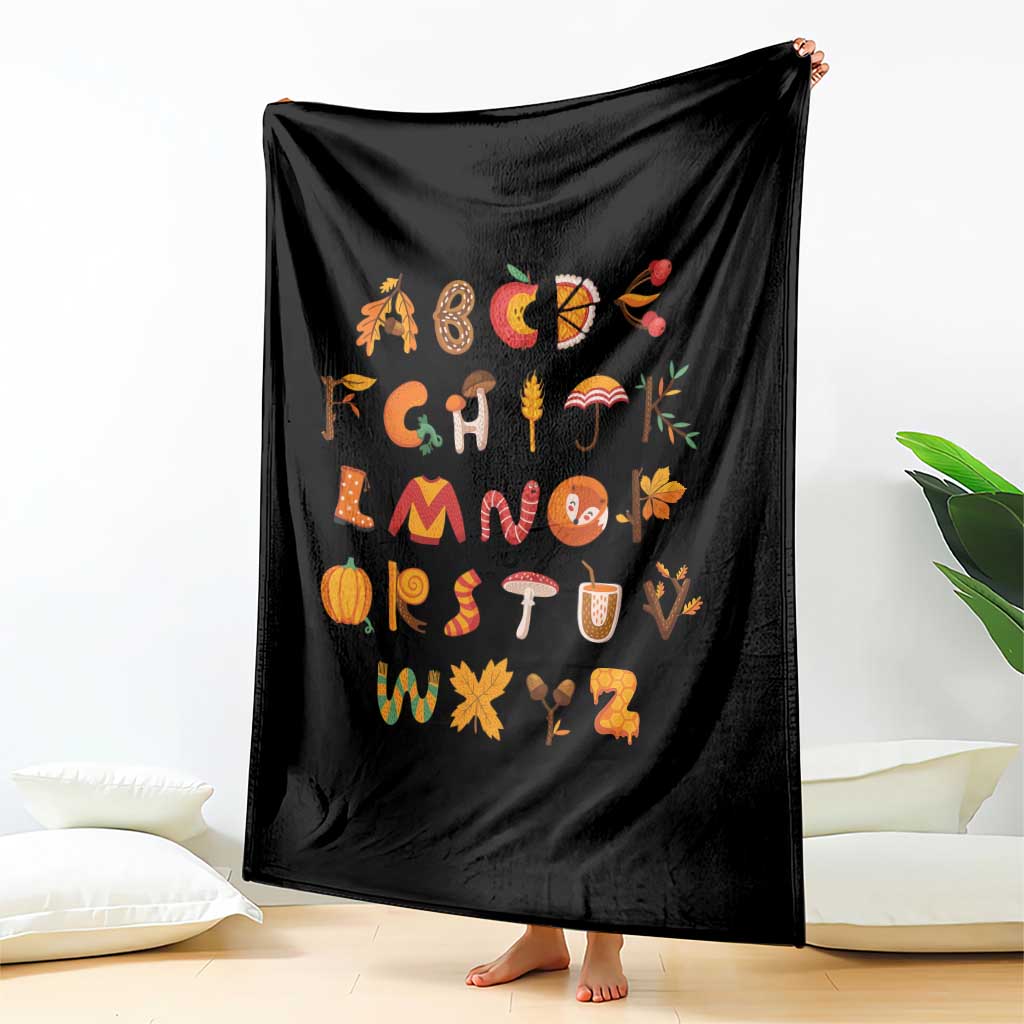 Funny Kindergarten Teacher Throw Blanket Thanksgiving Alphabet Learning Autumn Season - Wonder Print Shop