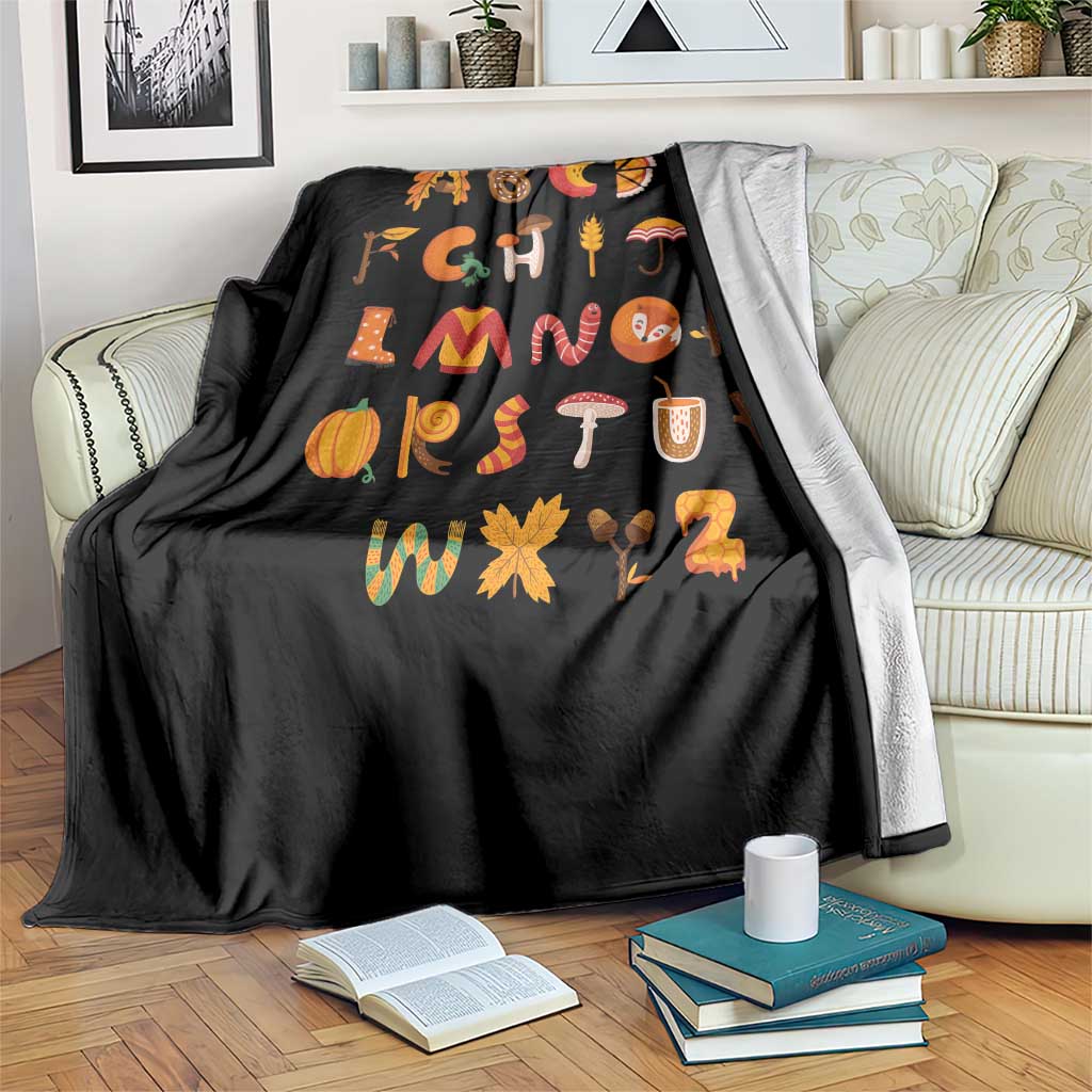 Funny Kindergarten Teacher Throw Blanket Thanksgiving Alphabet Learning Autumn Season - Wonder Print Shop
