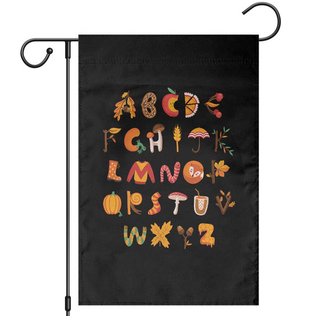 Funny Kindergarten Teacher Garden Flag Thanksgiving Alphabet Learning Autumn Season - Wonder Print Shop