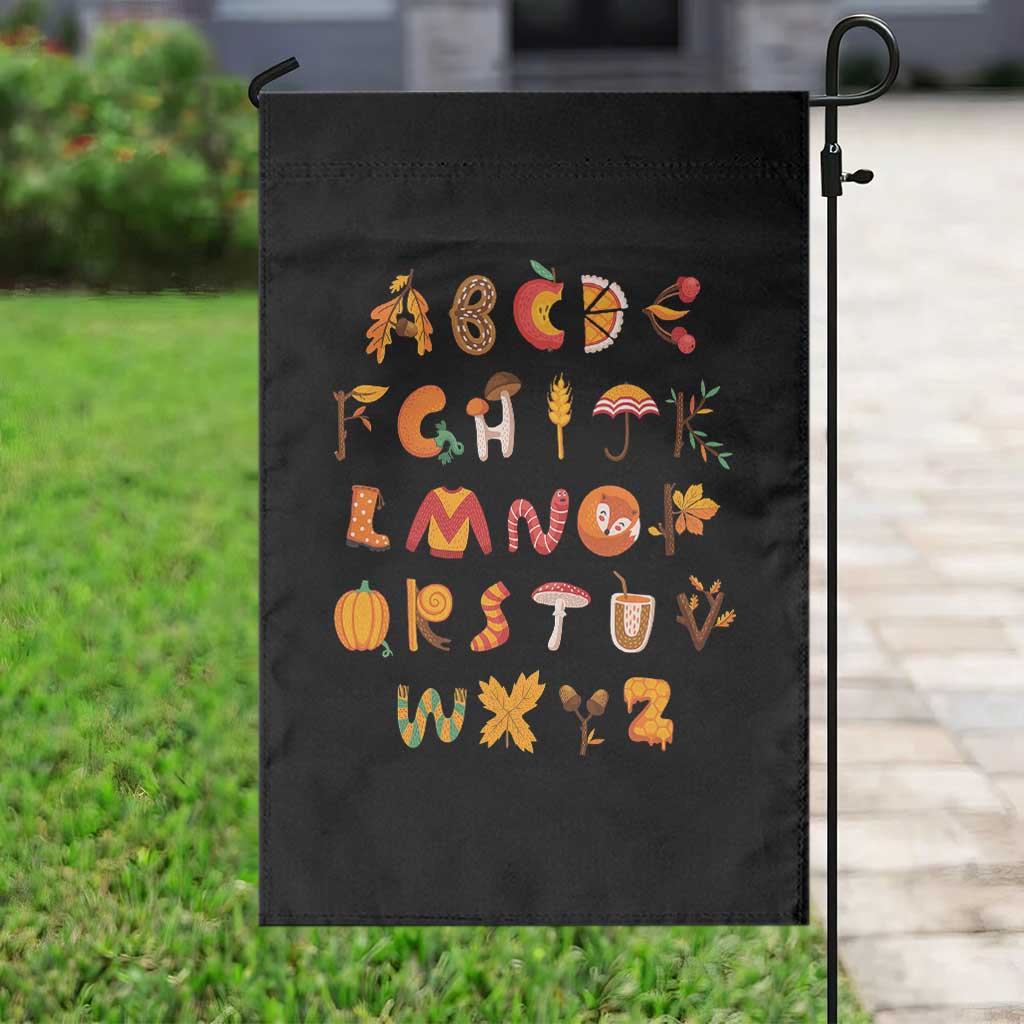 Funny Kindergarten Teacher Garden Flag Thanksgiving Alphabet Learning Autumn Season - Wonder Print Shop