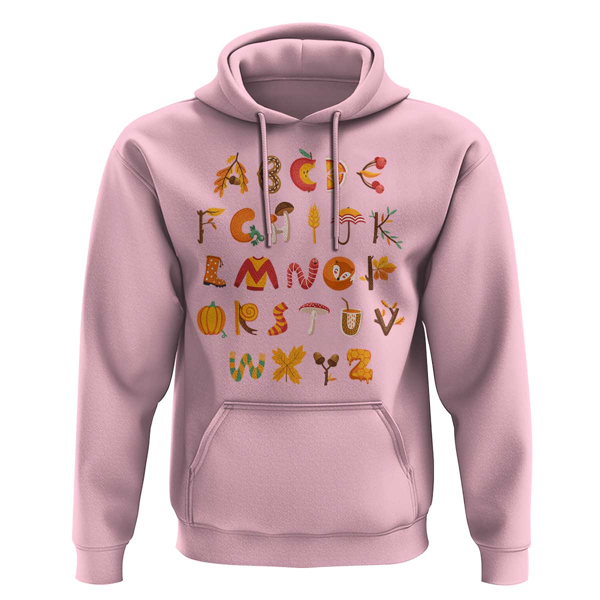 Funny Kindergarten Teacher Hoodie Thanksgiving Alphabet Learning Autumn Season
