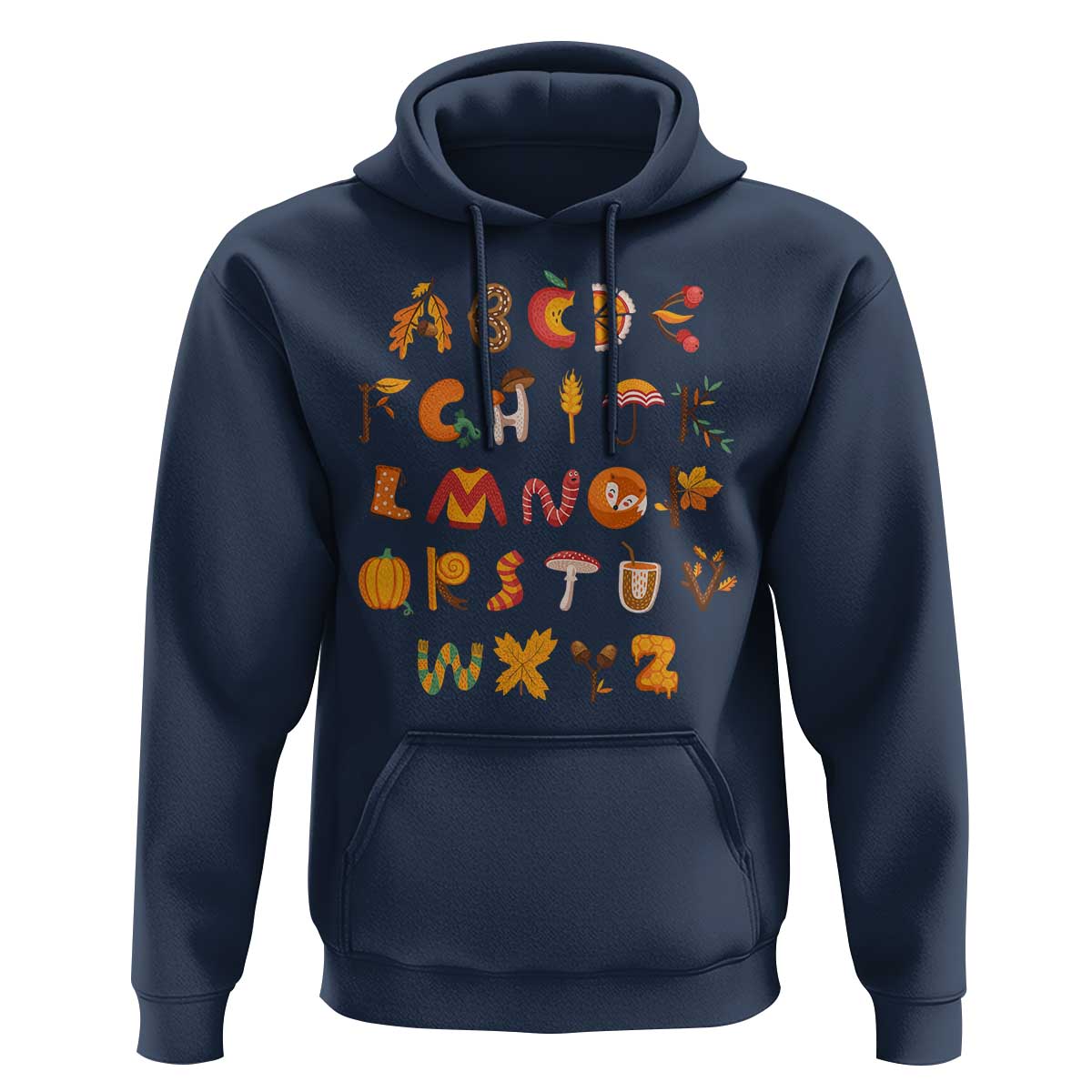 Funny Kindergarten Teacher Hoodie Thanksgiving Alphabet Learning Autumn Season