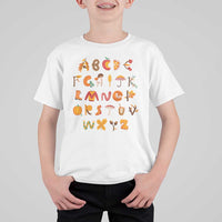 Funny Kindergarten Teacher T Shirt For Kid Thanksgiving Alphabet Learning Autumn Season - Wonder Print Shop