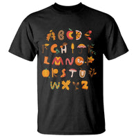 Funny Kindergarten Teacher T Shirt Thanksgiving Alphabet Learning Autumn Season - Wonder Print Shop