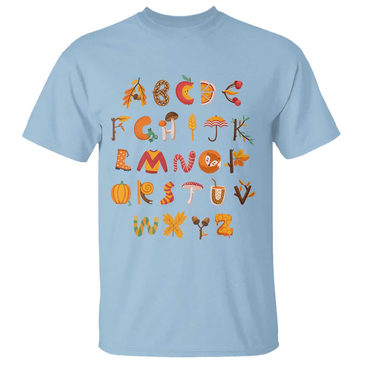 Funny Kindergarten Teacher T Shirt Thanksgiving Alphabet Learning Autumn Season - Wonder Print Shop