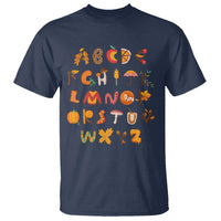 Funny Kindergarten Teacher T Shirt Thanksgiving Alphabet Learning Autumn Season - Wonder Print Shop