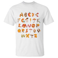 Funny Kindergarten Teacher T Shirt Thanksgiving Alphabet Learning Autumn Season - Wonder Print Shop