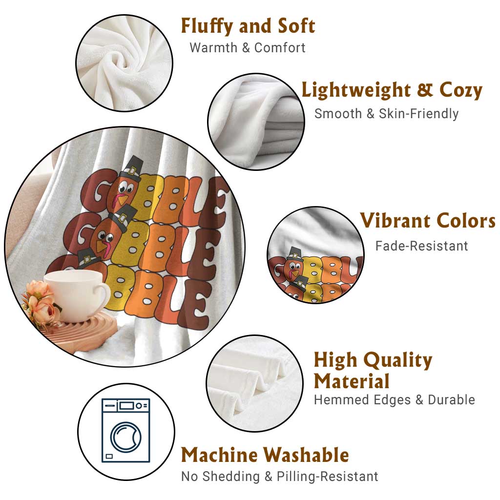 Funny Thanksgiving Tukey Gobble Throw Blanket - Wonder Print Shop