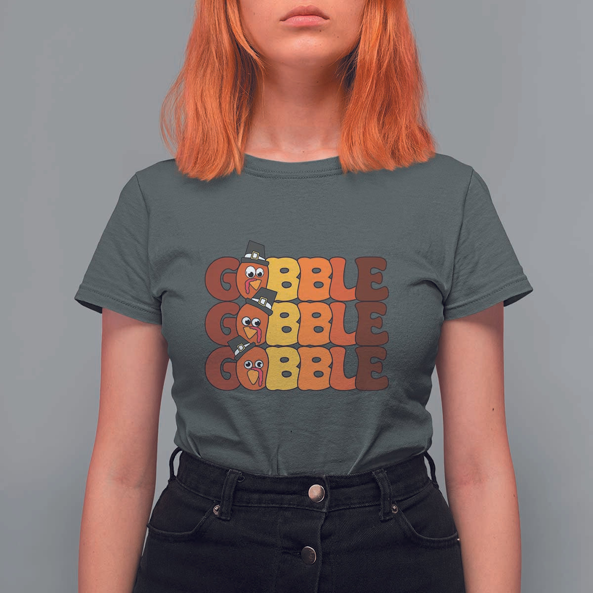 Funny Thanksgiving Tukey Gobble T Shirt For Women - Wonder Print Shop