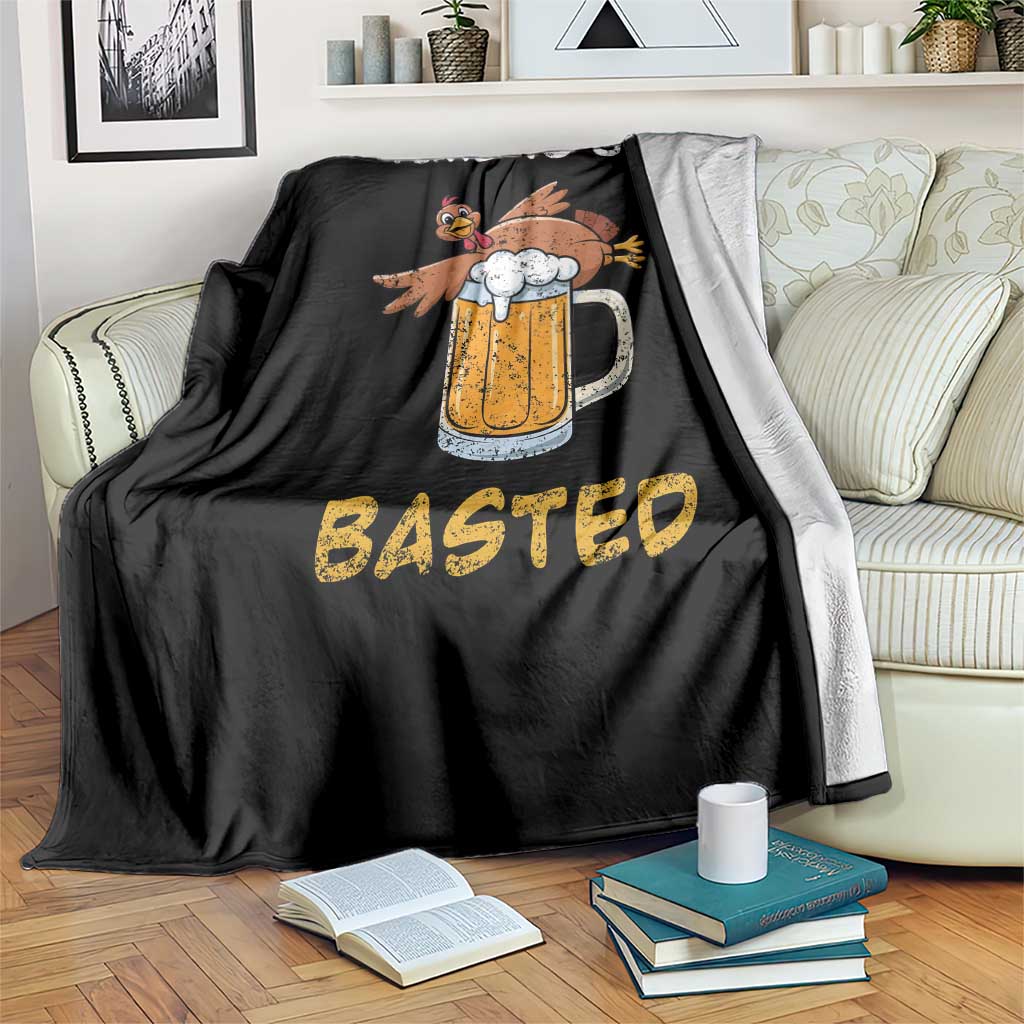 Funny Thanksgiving Beer Throw Blanket Time To Get Basted Vintage Turkey - Wonder Print Shop