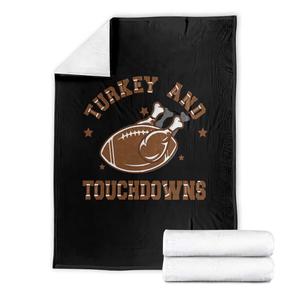 Thanksgiving Football Throw Blanket Turkey And Touchdowns Vintage American Football - Wonder Print Shop